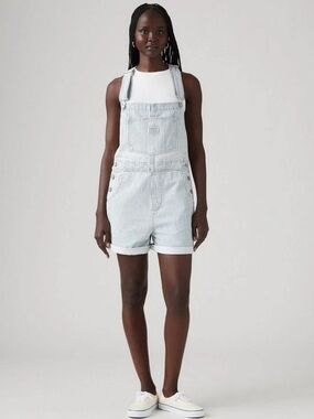 LEVI’S NWT Vintage Railroad Stripe Shortalls Striped Denim Jean Overalls Size S